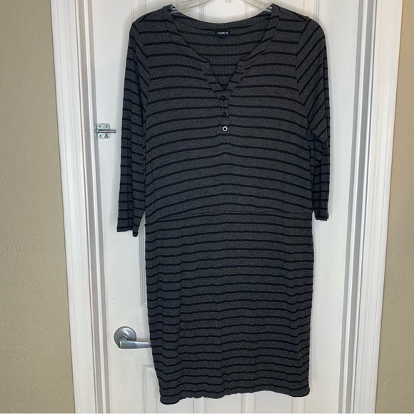 torrid Dresses & Skirts - Torrid Henley Sheath Striped Dress Knit Gray/Black Torrid Size 2
